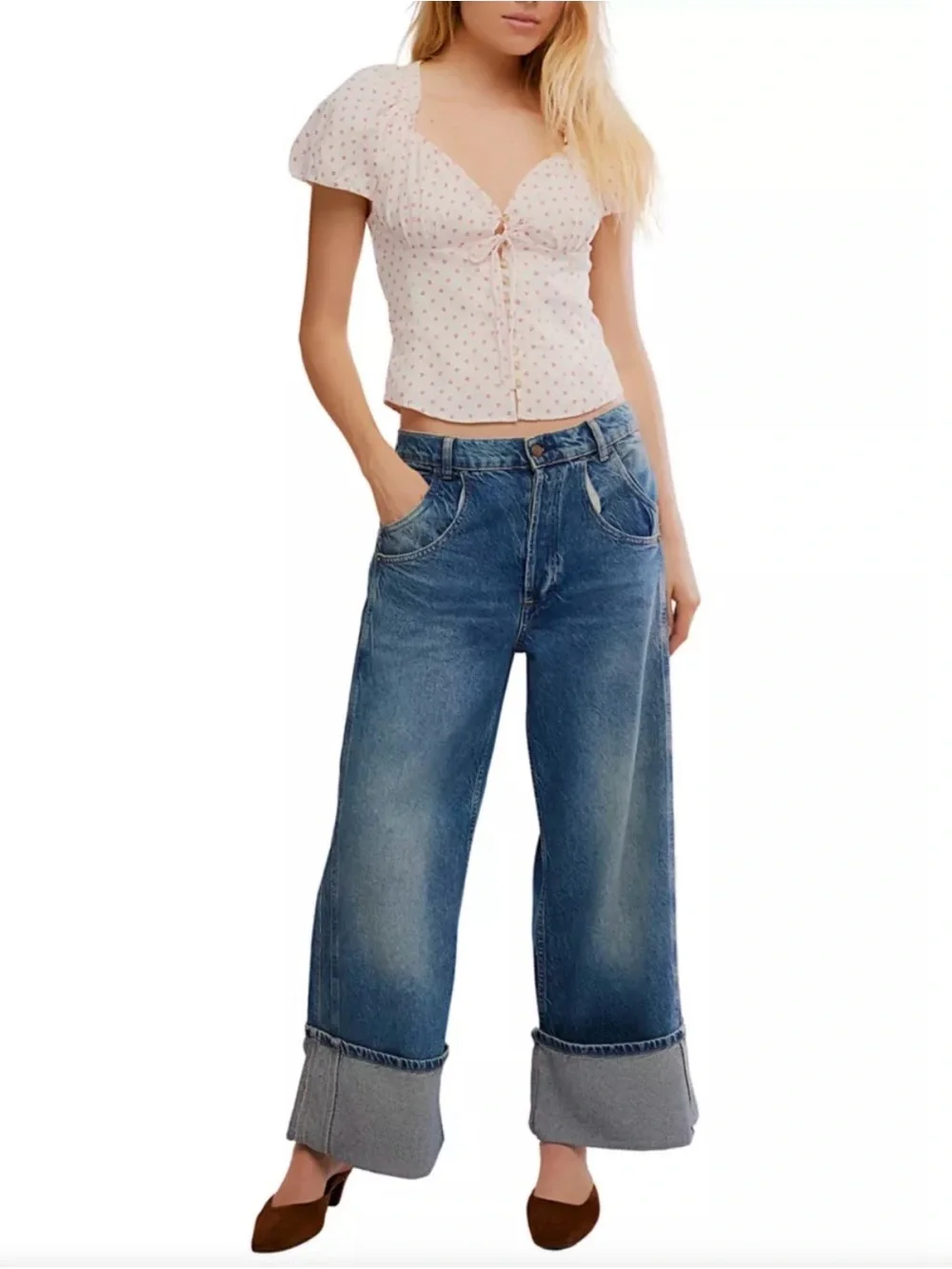 Free People Summer Short Sleeve Blouse
